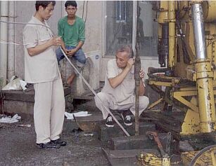 chinese scientists at CSCAN drill rig
